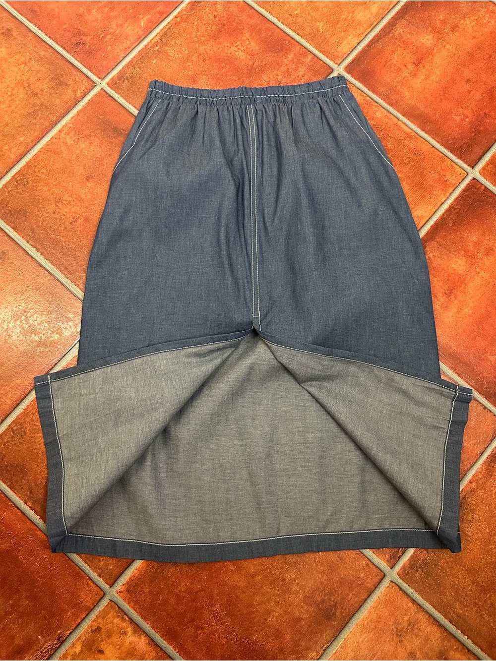 nlt Midi Denim Skirt with Elastic Waist - Classic Blue